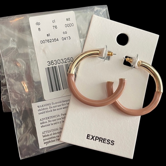 Stunning Enamel Gold Tube Hoop Earrings - Express - Picture 6 of 6